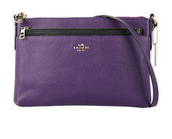 Coach Swingpack Pop Up Pouch Crossbody,Leather, Black/Purple, 3*